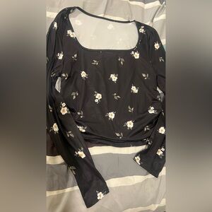 BIG SALE(5 for $20)- Floral Black Women's Top